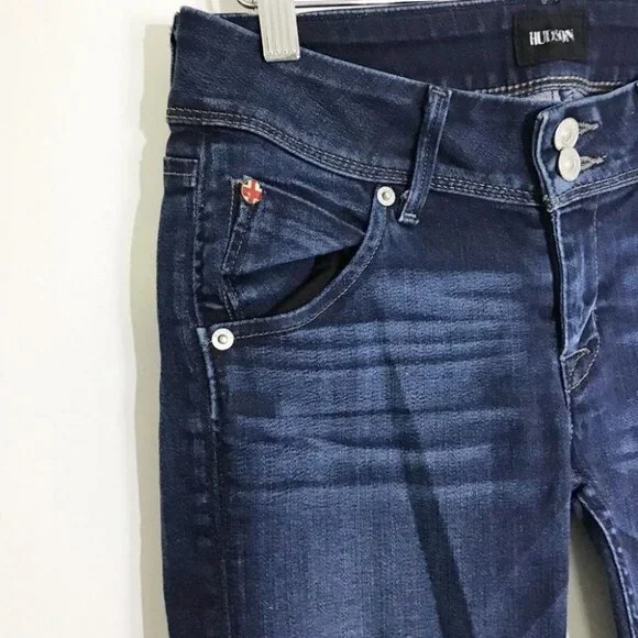 HUDSON Womens Blue Double Button Closure Collin Skinny Crop Jeans Size 26 - Picture 5 of 11